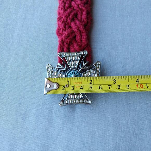 Cardinal Crochet Cable Braided Belt Vintage Maltese buckle gothic tassel premade main image 9